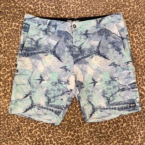 Pelagic Blue & Green Graphic Board Shorts / swim trunks men’s size 42! L💙💙K! EUC
